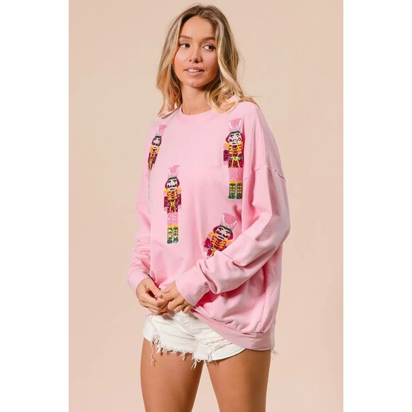 BiBi Sequin Nutcrackers Embroidery Christmas Sweatshirt NWT - Picture 6 of 13